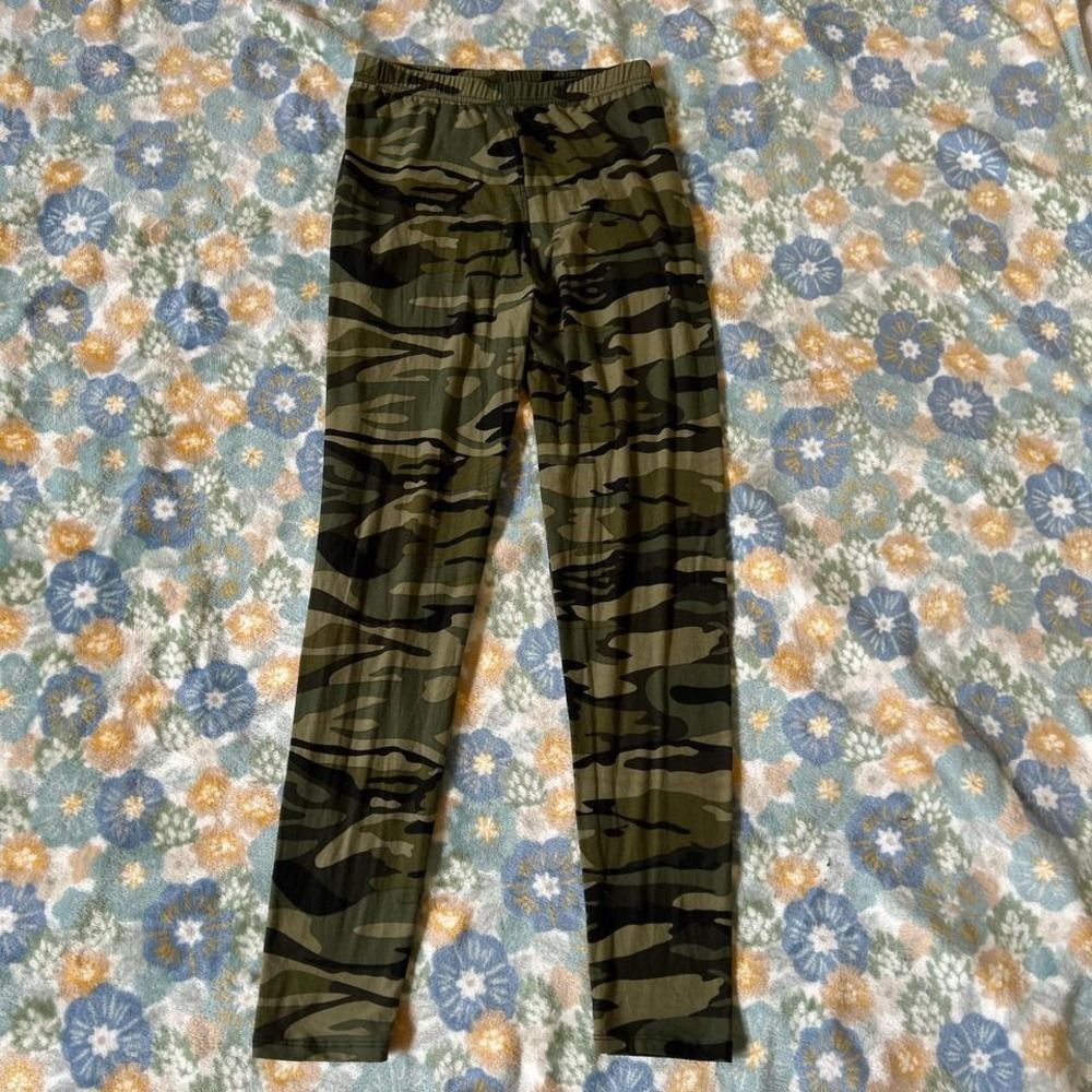 Green camo leggings tights one size /free size